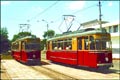 Трамвай стендовый (немоторный) ET57/EB57 двухвагонный, с маршрутом в г. Евпатория